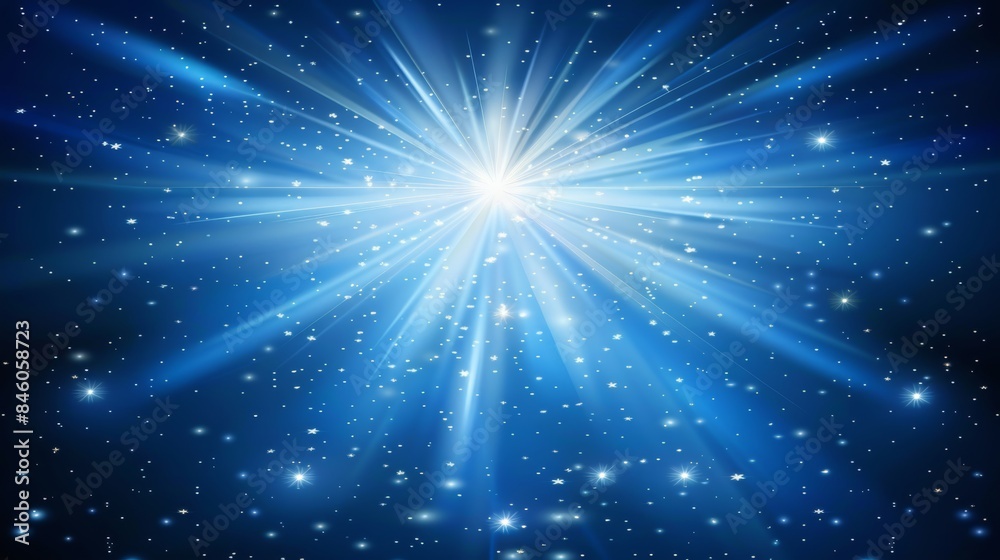 Mesmerizing blue light burst abstract radiant rays on dark blue with cyan and golden sparkles Mesmerizing blue light burst abstract radiant rays on dark blue with cyan and golden sparkles