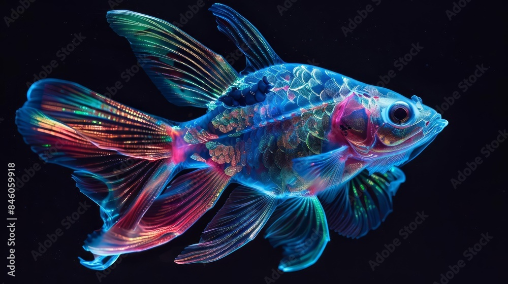 Fototapeta premium A genetically engineered fish designed to glow in bioluminescent colors