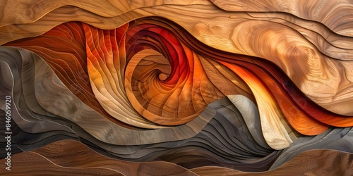 Abstract Wood Grain Art with Swirling Pattern