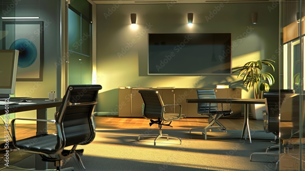 A hightech business office equipped with smart conference rooms and collaborative tools A hightech business office equipped with smart conference rooms and collaborative tools