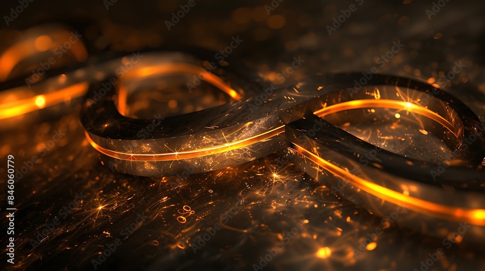Infinity symbol of black metal background consisting of glow numbers and lines