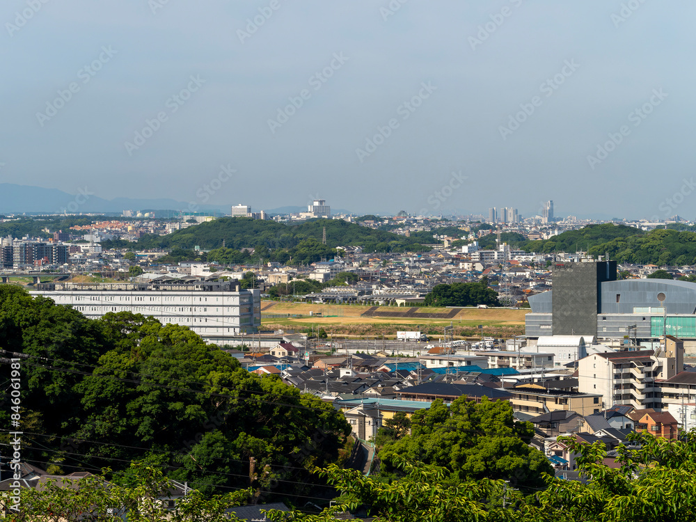 高尾山から見る大和川沿いの街並み