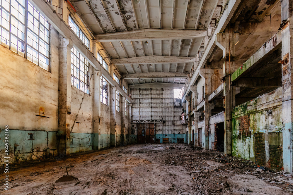 Large abandoned industrial hall interior Large abandoned industrial hall interior