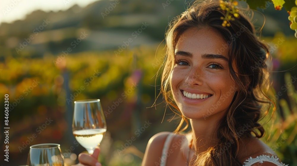 Couple sharing with sipping White Wine in a Sunny Vineyard. Concept Vineyard Photoshoot, Wine Tasting Couple sharing with sipping White Wine in a Sunny Vineyard. Concept Vineyard Photoshoot, Wine Tasting