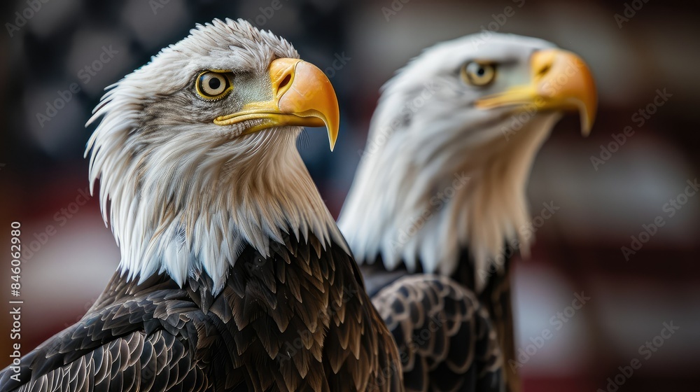 Obraz premium Two majestic bald eagles 