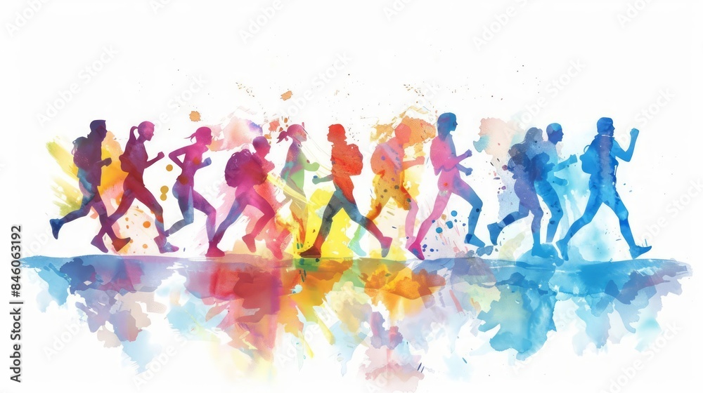 An engaging watercolor clipart of an active recovery session with light activities on a white background An engaging watercolor clipart of an active recovery session with light activities on a white background