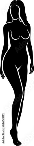 Silhouette of Naked Woman. Vector Illustration