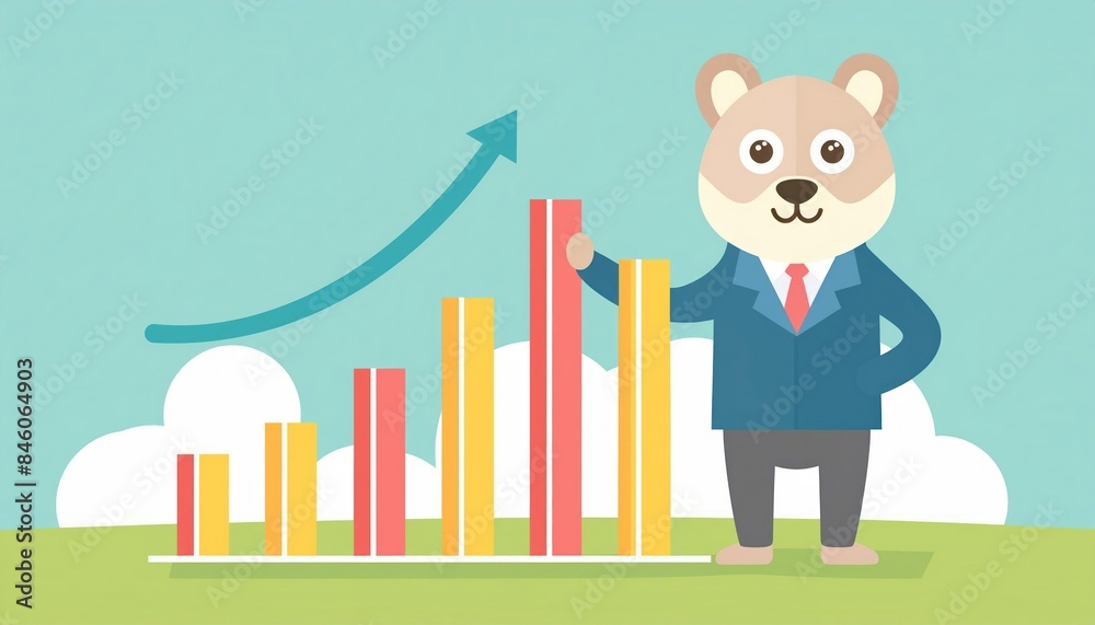 Animal holding financial graph , chart Animal holding financial graph , chart