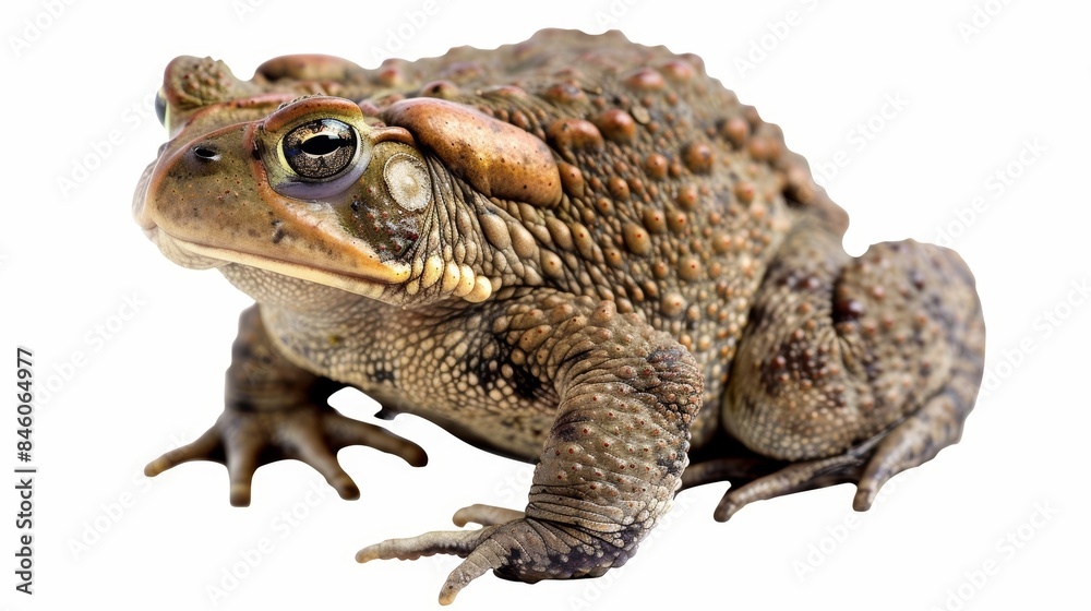 Magnificent american toad poses gracefully on a white background, showcasing its unique features and beauty