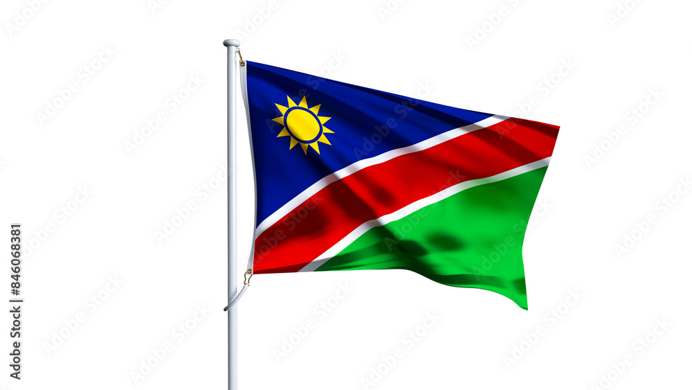 Waving flag of namibia isolated on transparent background. Waving flag of namibia isolated on transparent background.