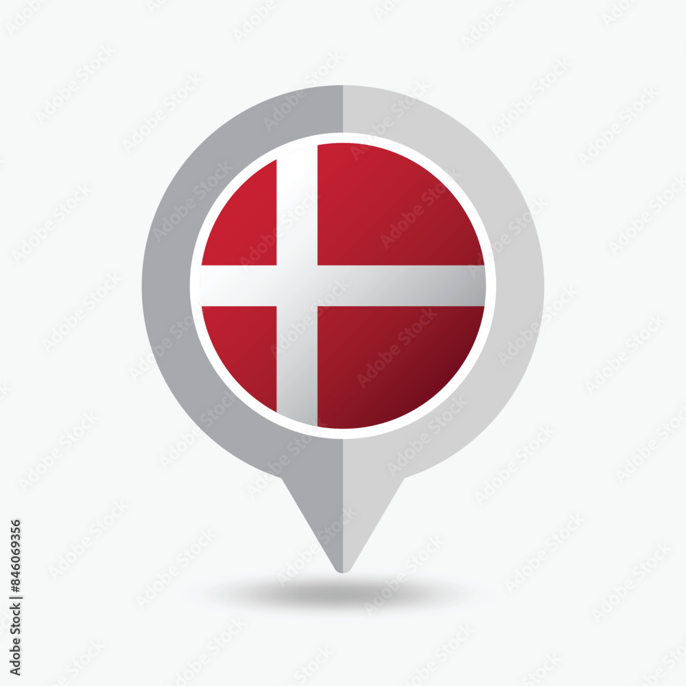 Obraz premium Denmark Location Pin Icon Vector Illustration
