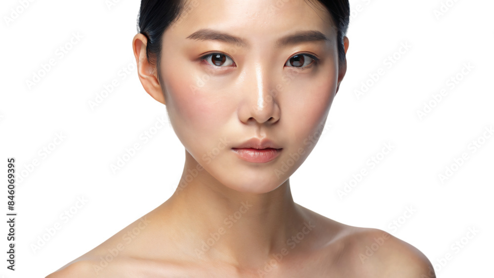 A close-up portrait of a brunette model with a fresh face and a warm smile A close-up portrait of a brunette model with a fresh face and a warm smile