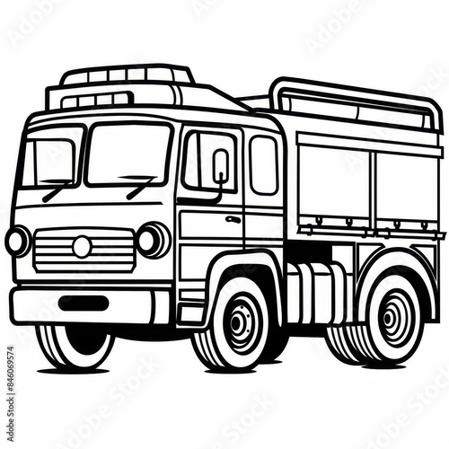 Classic black and white illustration of a vintage truck, capturing its iconic design and nostalgic feel.