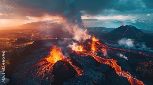 Aerial view of Volcano Eruption, in Iceland © Manzoor