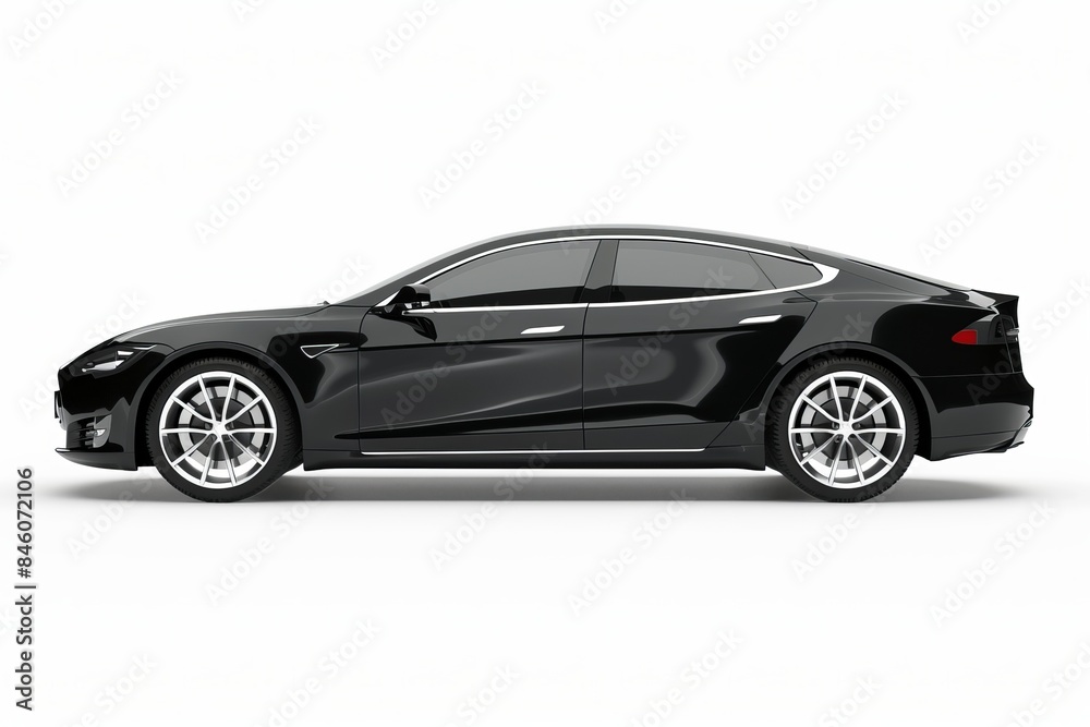 Black car isolated on white background, side view Black car isolated on white background, side view
