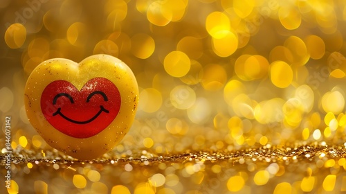 Love smiley face on golden background