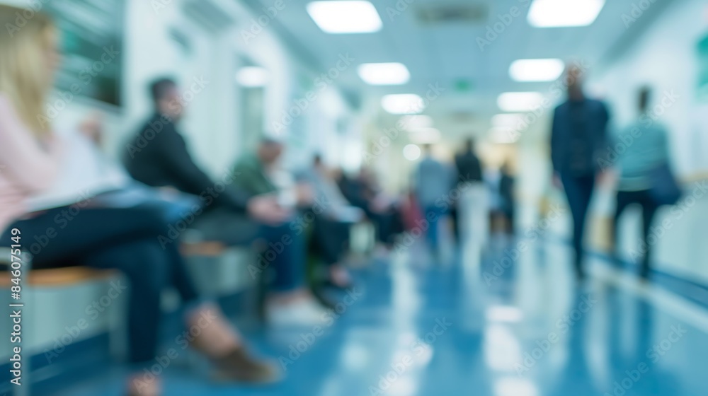 Patients waiting for an appointment in the hospital corridor Patients waiting for an appointment in the hospital corridor