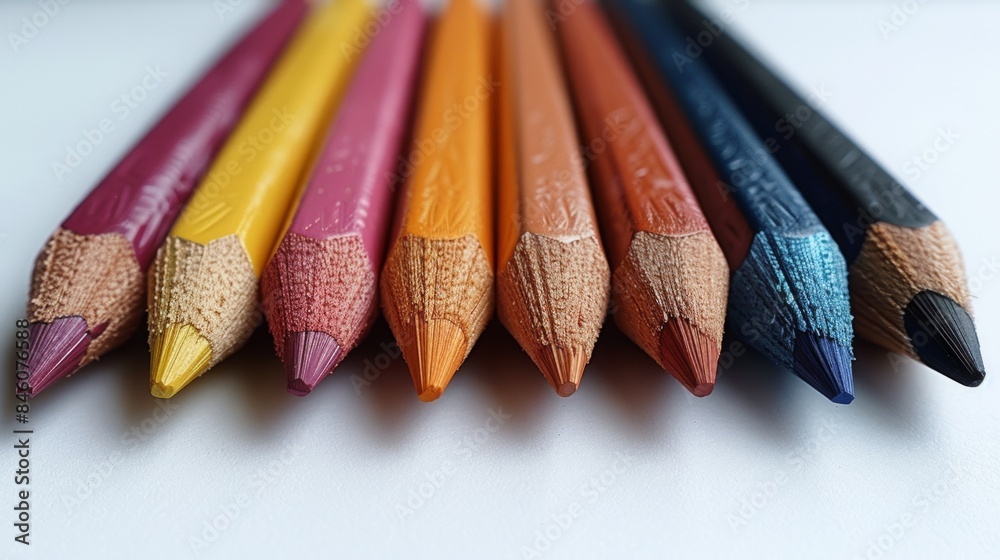 colorful pencills isolated on a white background