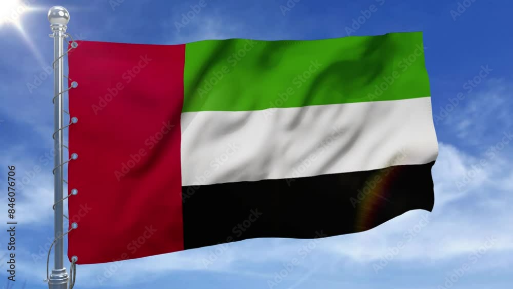 United Arab Emirates Flag With Clouds New Style V02 United Arab Emirates Flag With Clouds New Style V02