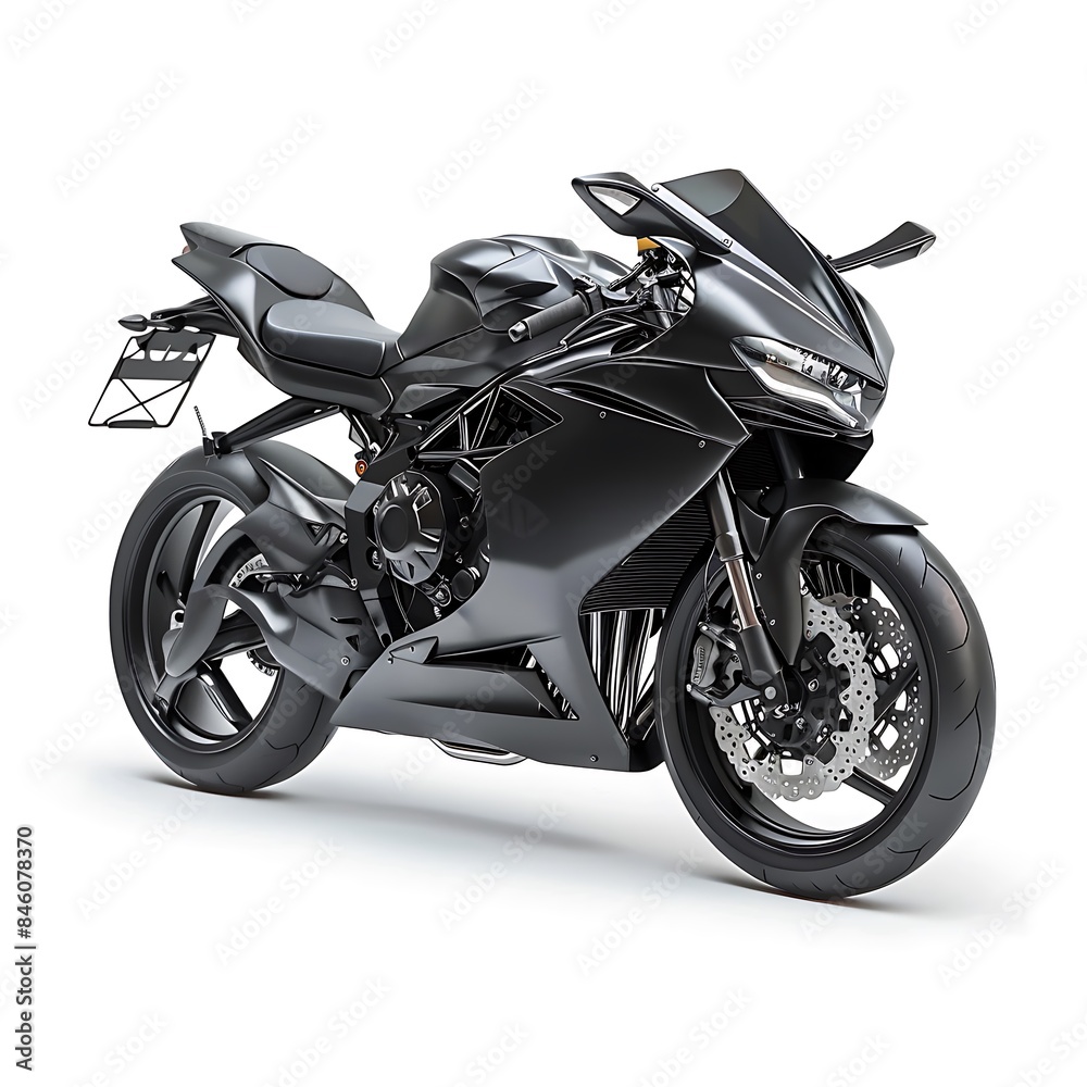 Black motorcycle on white background