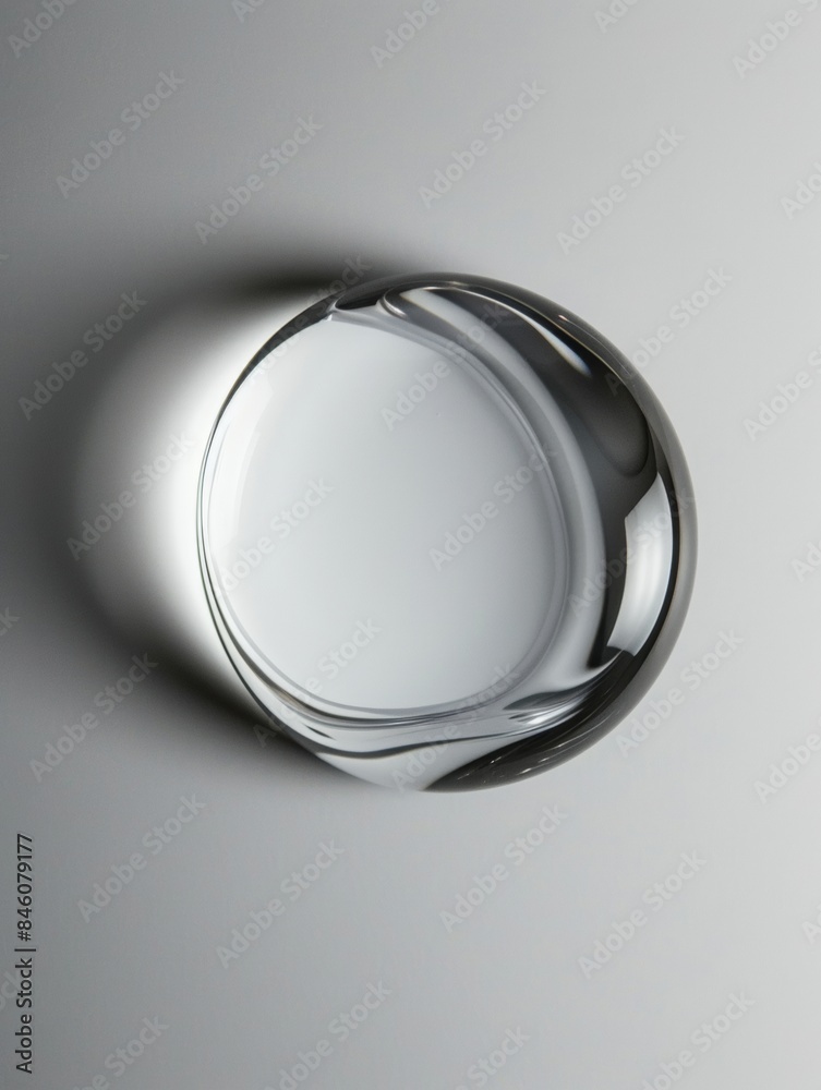 photograph of a drop of colorless oil, photographed on a white surface, top view photograph of a drop of colorless oil, photographed on a white surface, top view