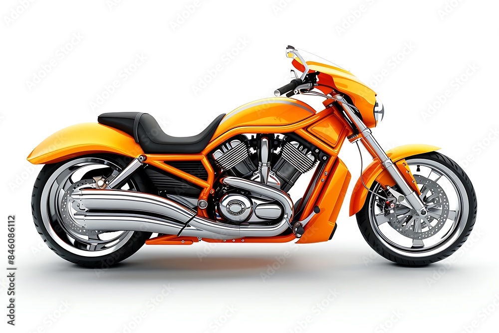 Orange motorcycle isolated on white background