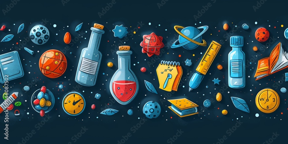 education doodle symbols. Learning, knowlege, skill concept. Seamless ...