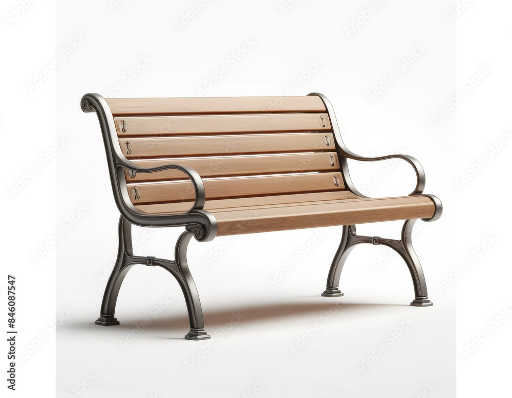 Classic wooden park bench with metal frame. Classic wooden park bench with metal frame.