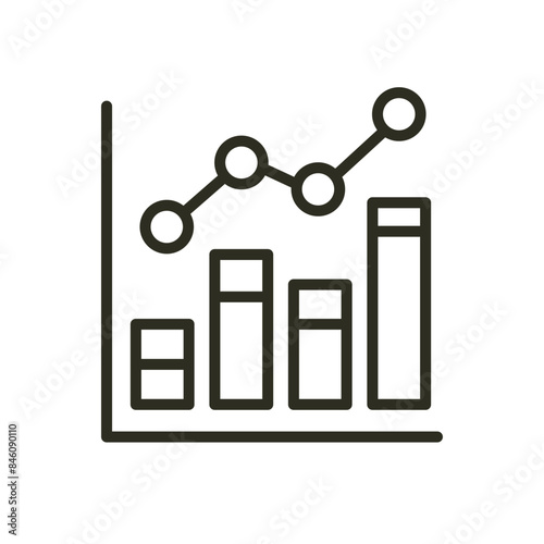 Financial statistics outline icon. Analytics market vector icon. Business growth chart illustration image