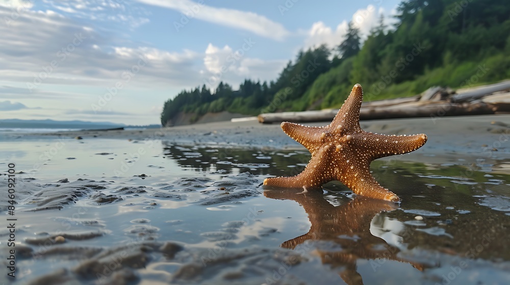 Fototapeta premium Starfish on the beach in campbell river vancouver