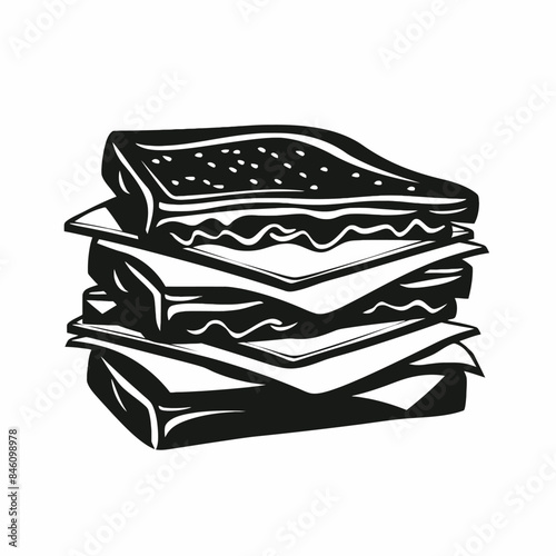 Sandwich Food Silhouette Vector