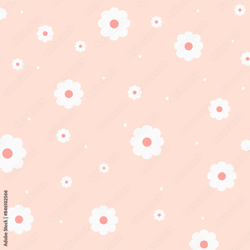 Patrón de margaritas sobre fondo rosa. Lindo estampado floral. Formato vectorial Patrón de margaritas sobre fondo rosa. Lindo estampado floral. Formato vectorial