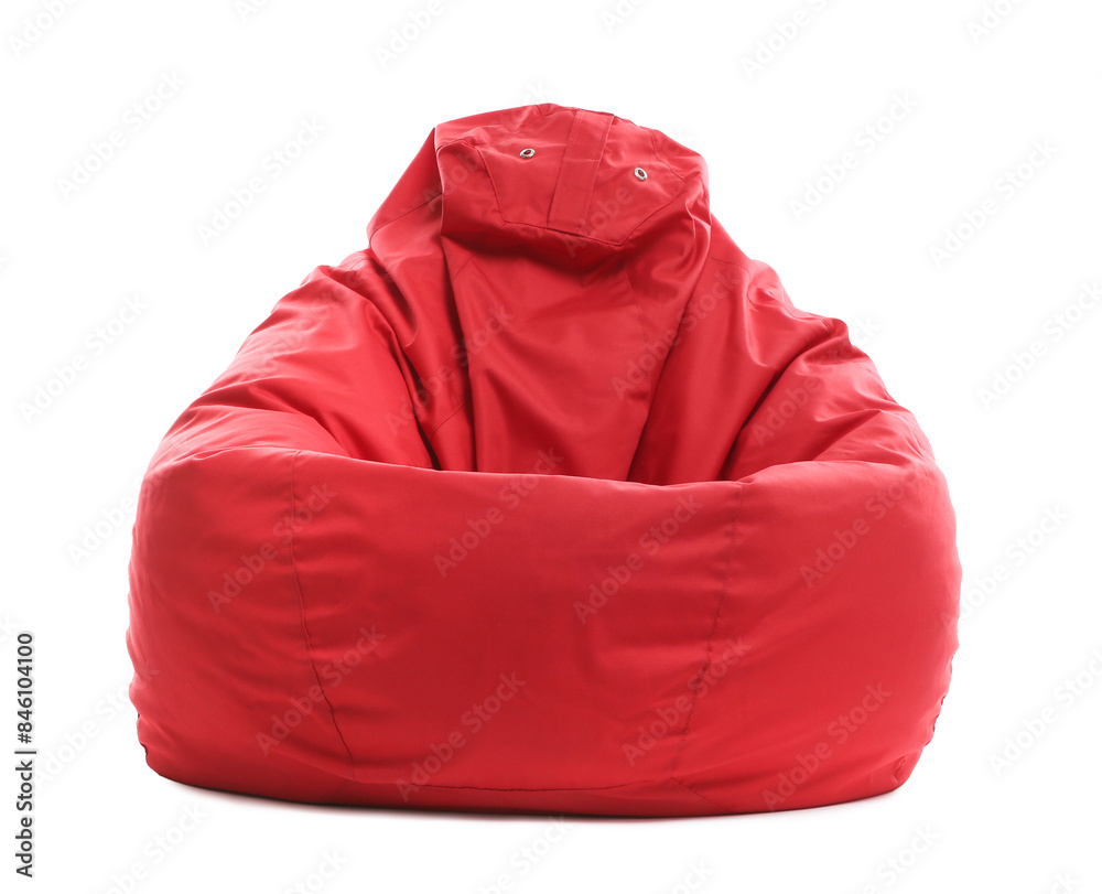 Red bean bag chair isolated on white