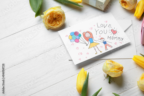 Envelope with kid drawing, ...