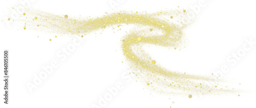 Gold glittering stars dust trail. Gold glistering explosion on transparent png background