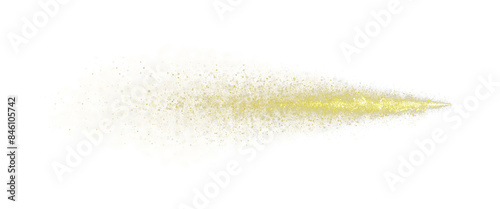 Gold glittering stars dust trail. Gold glistering explosion on transparent png background