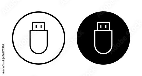 Usb icon vector isolated on white background. Flash disk icon vector