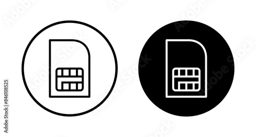 Sim card icon vector isolated on white background. Mobile slot icon. Mobile cellular phone sim card chip.