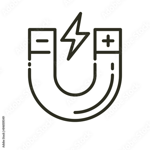 Electric magnet outline icon. Electromagnetic vector icon. Magnetic illustration image