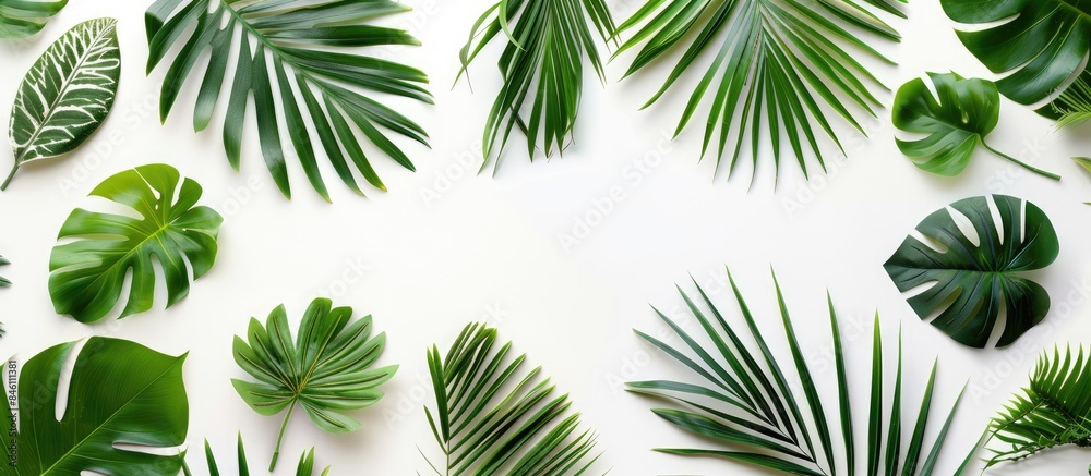 Palm Leaves Set Against a White Background Palm Leaves Set Against a White Background