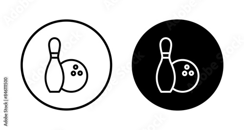 Bowling game Pin Icon vector isolated on white background. Bowling icon, ball and pin