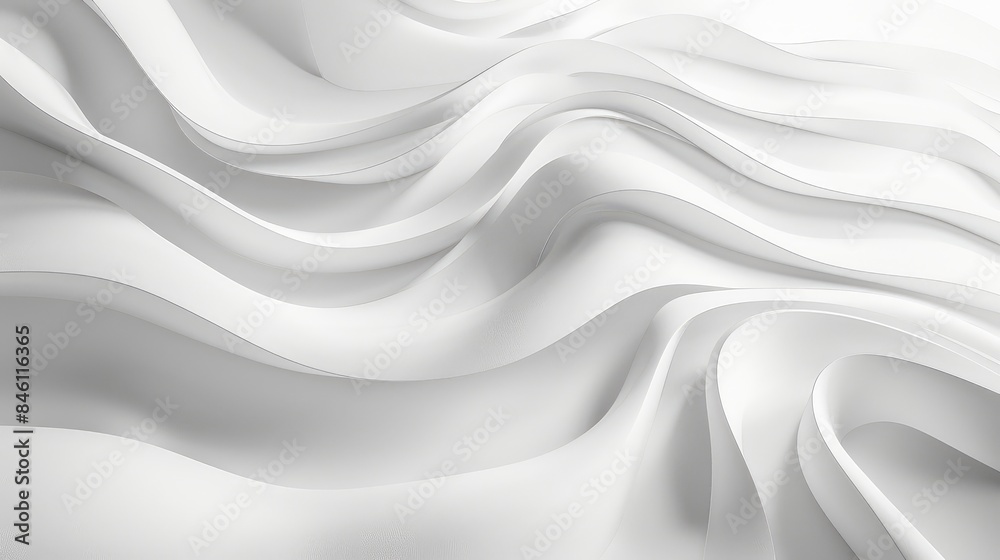 Abstract white waves flow gracefully against a clean background, evoking a sense of purity and simplicity Abstract white waves flow gracefully against a clean background, evoking a sense of purity and simplicity