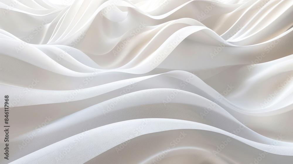 Abstract composition featuring flowing white wave surfaces on a clear background, evoking a sense of tranquility and elegance. Abstract composition featuring flowing white wave surfaces on a clear background, evoking a sense of tranquility and elegance.