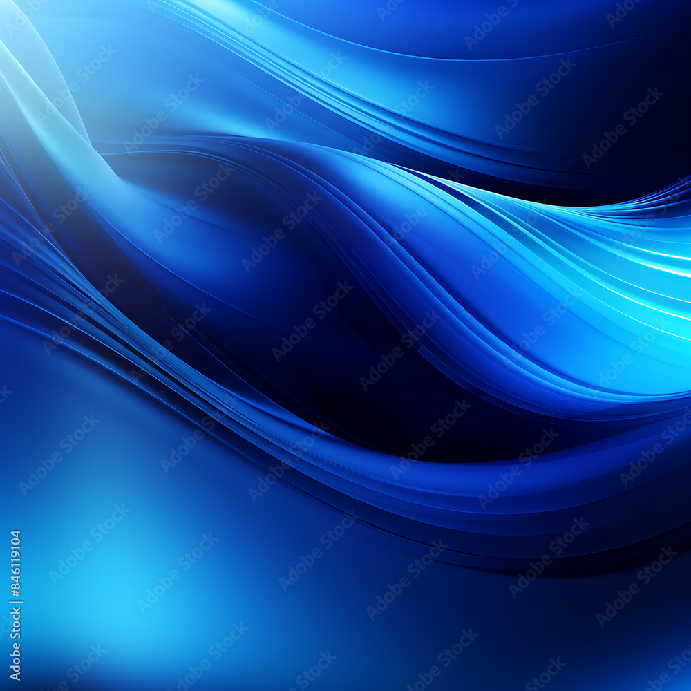 Abstract blue background with smooth lines, futuristic wavy illustration. Vector design