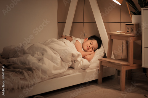 Cute little Asian boy sleep...