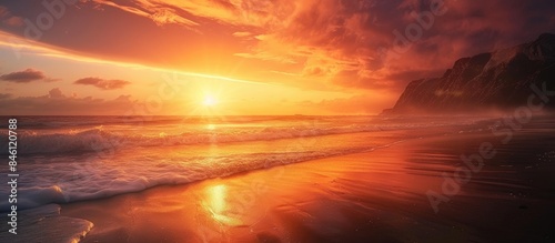 Beautiful coastal sunset ideal for wallpaper or background  showcasing vibrant colors and stunning natural scenery.