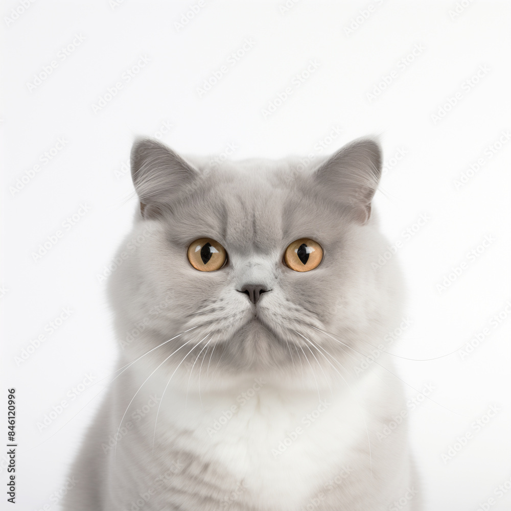British Shorthair cat in white background British Shorthair cat in white background