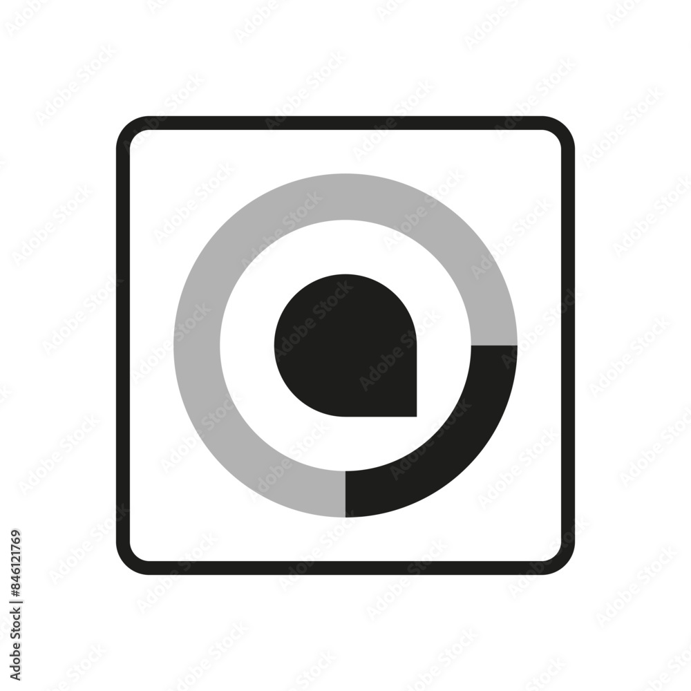 Abstract circular icon. Geometric shape. Black, grey, and white vector. Simple design. Abstract circular icon. Geometric shape. Black, grey, and white vector. Simple design.
