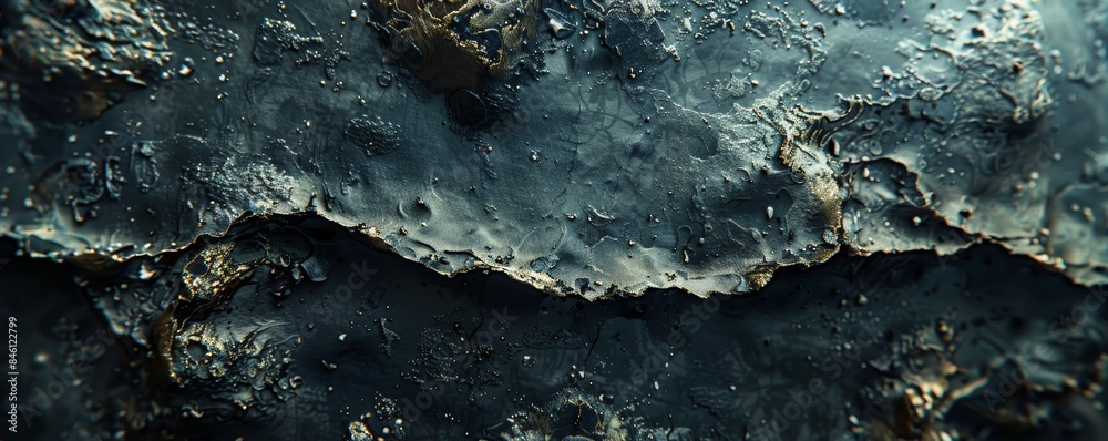 Fototapeta premium A highly detailed close-up of a textured and rugged surface showing intricate patterns and formations, possibly resembling a planetary or geological structure