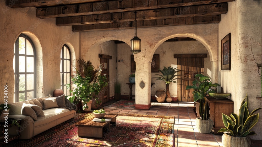 Fototapeta premium Enhance Your Designs with Urban Home Decor Inspiration. Home interior and nature fusion concept